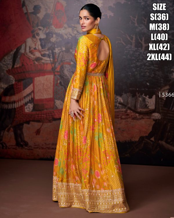 The Season's Trendiest Collection For Women's Georgette Embroidery Worked Anarkali Gown With Dupatta