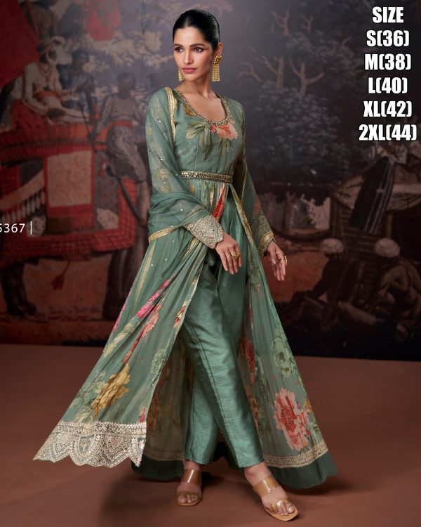 The Season's Trendiest Collection For Women's Georgette Embroidery Worked Anarkali Gown With Dupatta