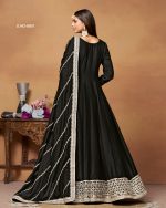 Women's Long Art Silk Gown With Dupatta Set For Wedding