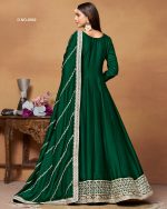 Women's Long Art Silk Gown With Dupatta Set For Wedding