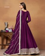 Women's Long Art Silk Gown With Dupatta Set For Wedding