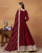 Women's Long Art Silk Gown With Dupatta Set For Wedding