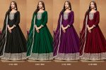 Women's Long Art Silk Gown With Dupatta Set For Wedding