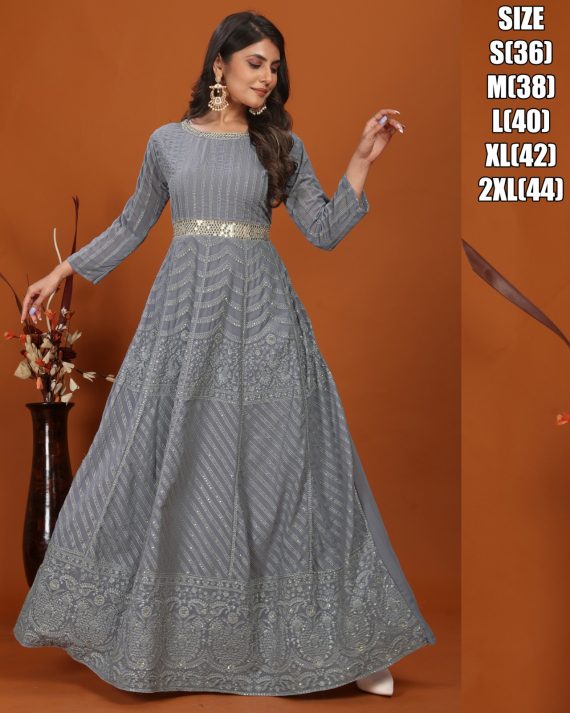 Charming Embroidery Work Party Wear Women's Gown Dupatta Set