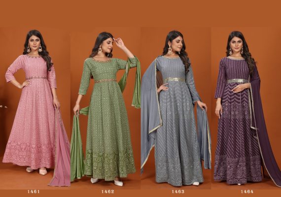 Charming Embroidery Work Party Wear Women's Gown Dupatta Set