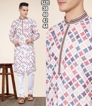 Presenting Our New Arrival Designer Men's Cotton Kurta With Art Silk Pajama Set