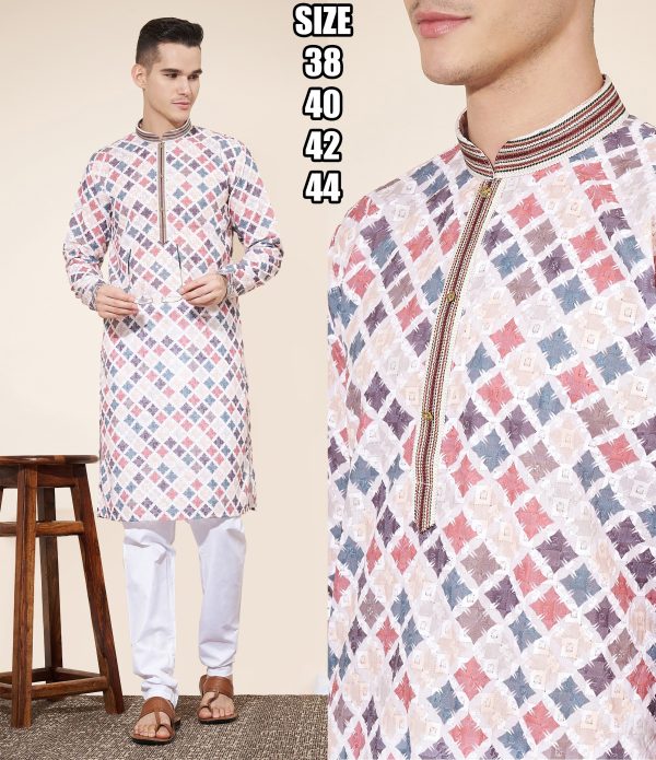 Presenting Our New Arrival Designer Men's Cotton Kurta With Art Silk Pajama Set