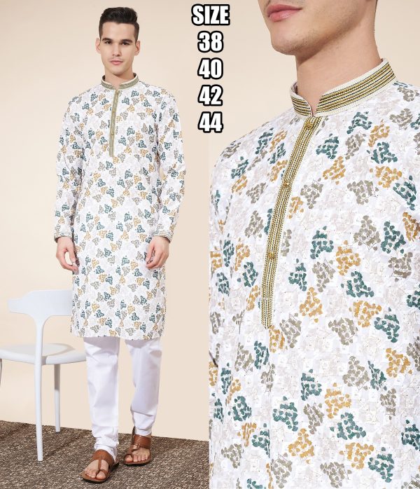Presenting Our New Arrival Designer Men's Cotton Kurta With Art Silk Pajama Set