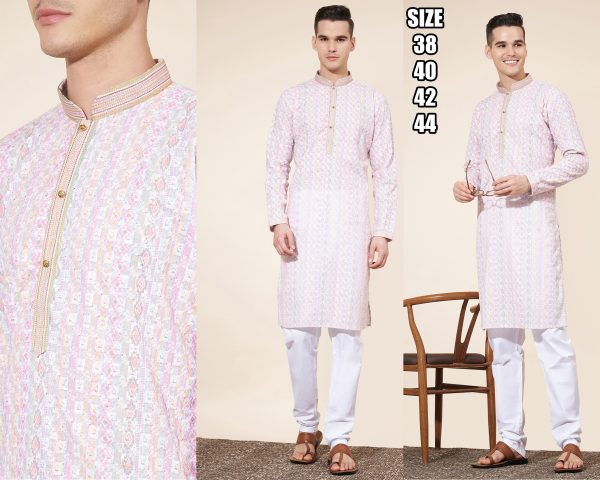 Presenting Our New Arrival Designer Men's Cotton Kurta With Art Silk Pajama Set