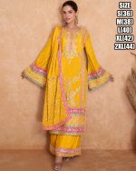 Kurta And Plaza Premium Chinon Silk Embroidered Crew Neck Occasional Set
