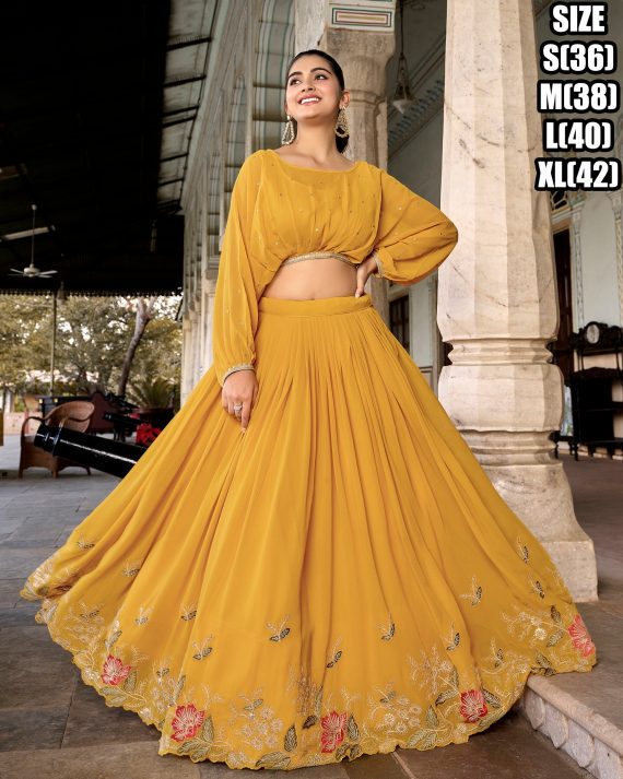 Elevate Your Style For Parties And Weddings With Our Stitched Crop Top And Lehenga Collection