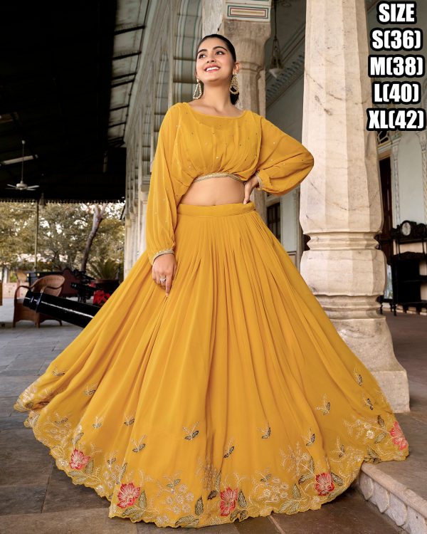 Elevate Your Style For Parties And Weddings With Our Stitched Crop Top And Lehenga Collection