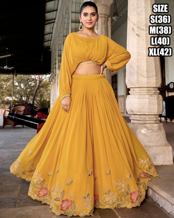 Elevate Your Style For Parties And Weddings With Our Stitched Crop Top And Lehenga Collection