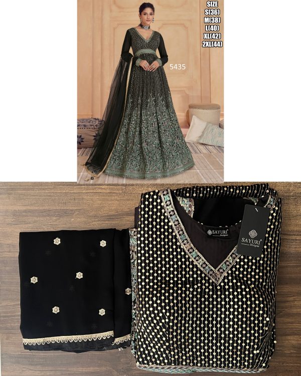 Georgette Sequins Embroidered Anarkali Gown Dupatta Set