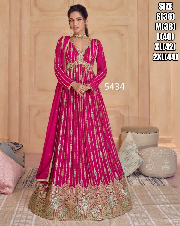 Georgette Sequins Embroidered Anarkali Gown Dupatta Set