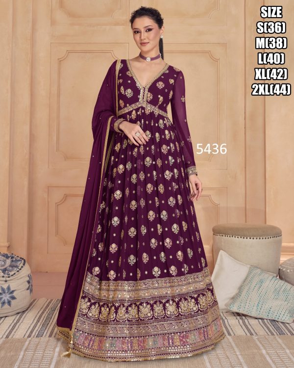 Georgette Sequins Embroidered Anarkali Gown Dupatta Set