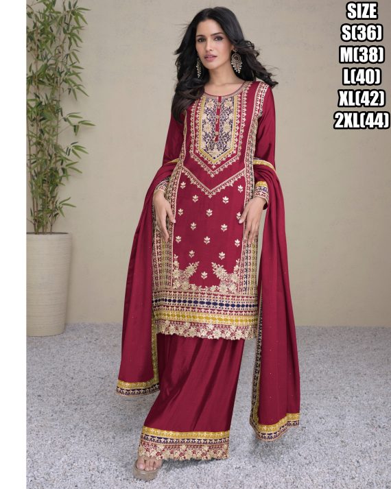 Our Exclusive Embroidery Designer Traditional Style Real Chinon Plaza Pair