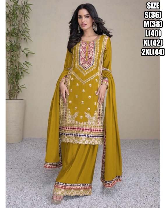 Our Exclusive Embroidery Designer Traditional Style Real Chinon Plaza Pair