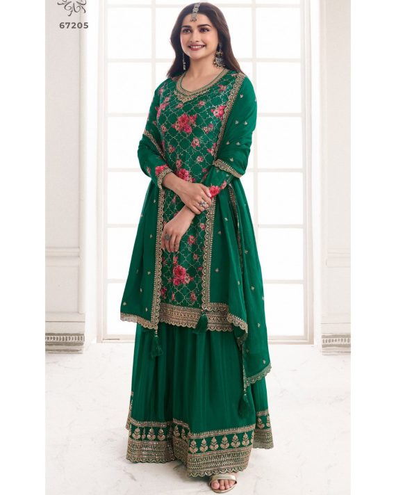 Fashionable Un-Stitched Many Colourful Salwar Kameez (Plazo Suit) With Embroidered Work