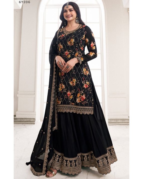 Fashionable Un-Stitched Many Colourful Salwar Kameez (Plazo Suit) With Embroidered Work