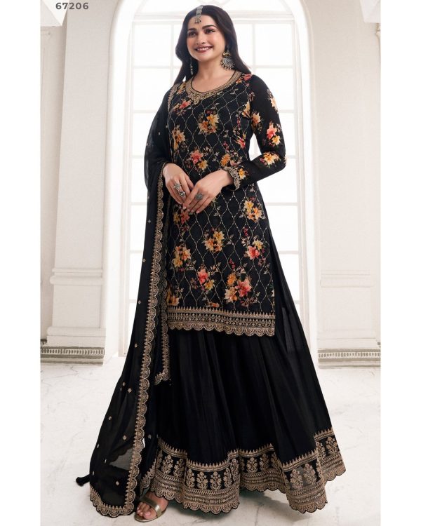 Fashionable Un-Stitched Many Colourful Salwar Kameez (Plazo Suit) With Embroidered Work