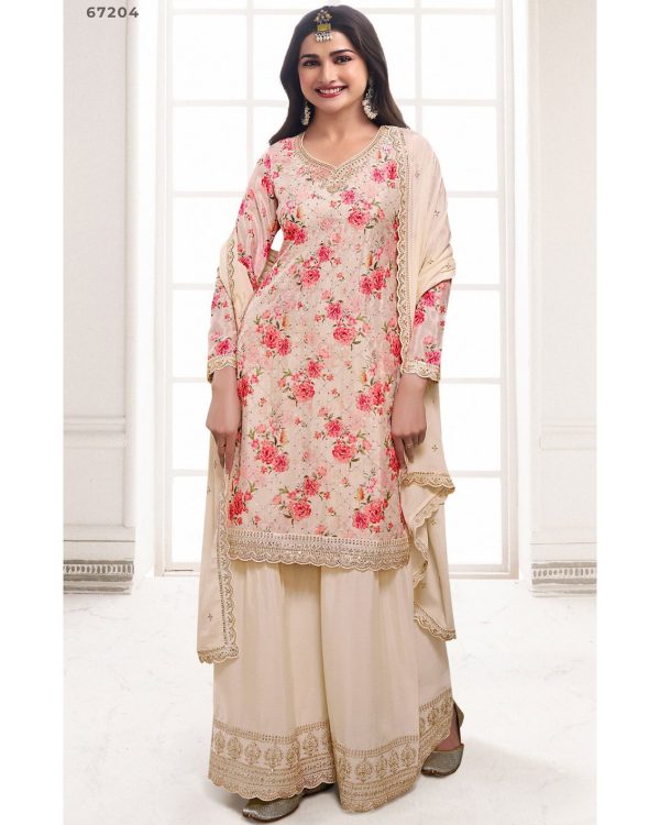 Fashionable Un-Stitched Many Colourful Salwar Kameez (Plazo Suit) With Embroidered Work
