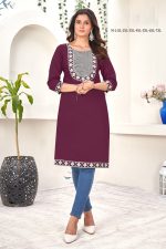 Women's Wear Cotton Sequence Embroidered Straight Kurtis
