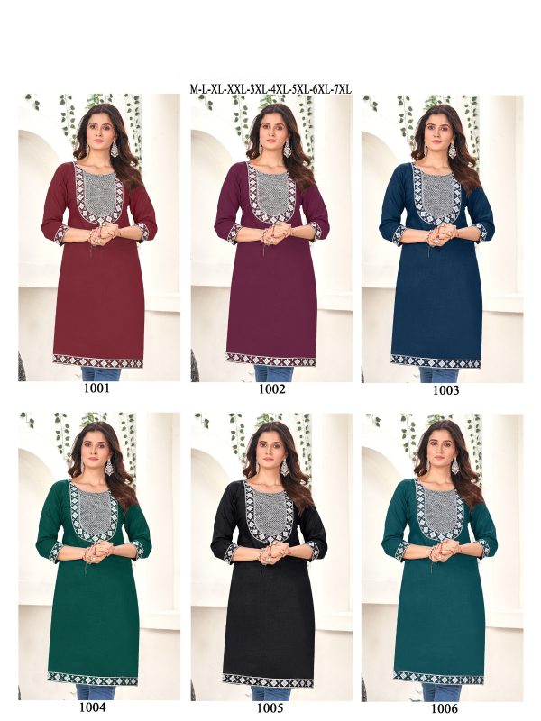 Women's Wear Cotton Sequence Embroidered Straight Kurtis