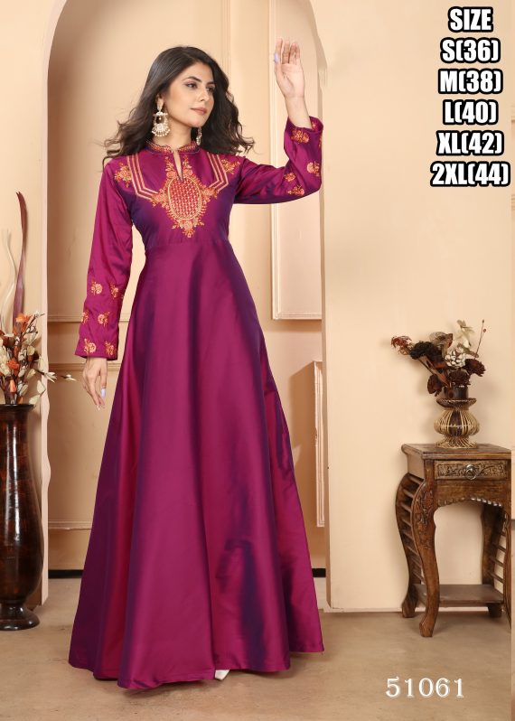 Triva Silk Gown In Different Colour, Neck Style Designs For Wedding Wear