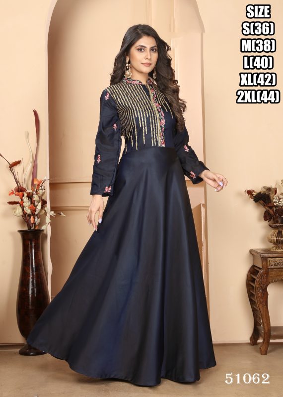 Triva Silk Gown In Different Colour, Neck Style Designs For Wedding Wear
