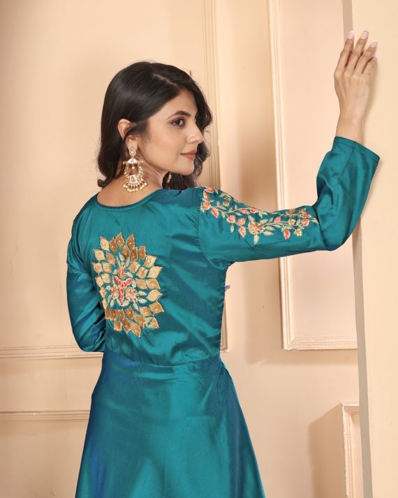 Triva Silk Gown In Different Colour, Neck Style Designs For Wedding Wear