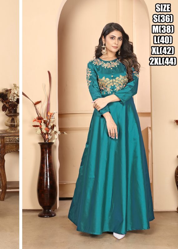 Triva Silk Gown In Different Colour, Neck Style Designs For Wedding Wear