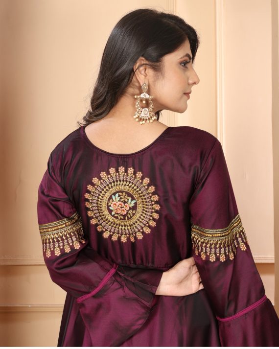 Triva Silk Gown In Different Colour, Neck Style Designs For Wedding Wear