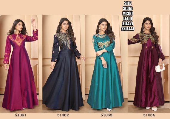 Triva Silk Gown In Different Colour, Neck Style Designs For Wedding Wear
