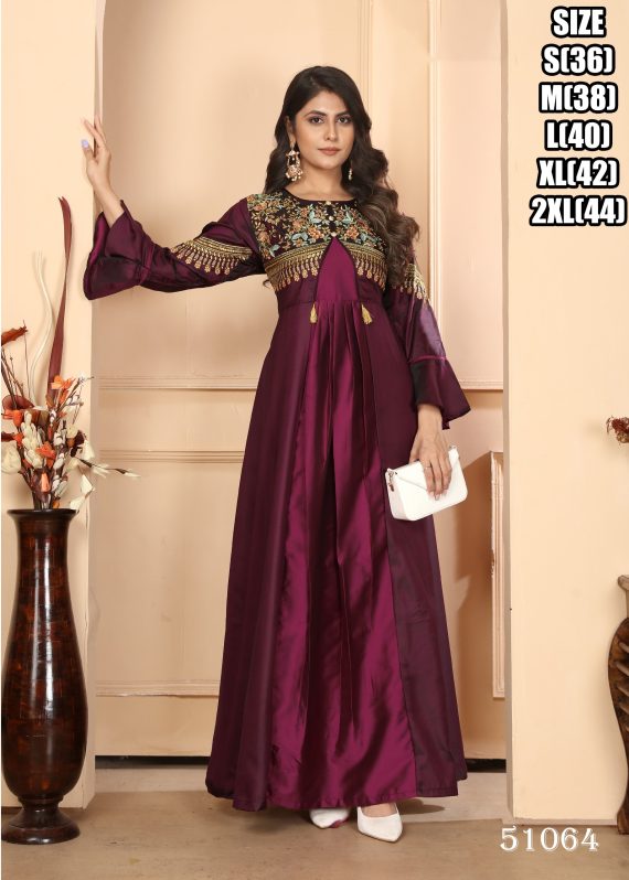 Triva Silk Gown In Different Colour, Neck Style Designs For Wedding Wear