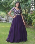 Faux Blooming With Coding Sequins Embroidered Party Wear Stitched Gown