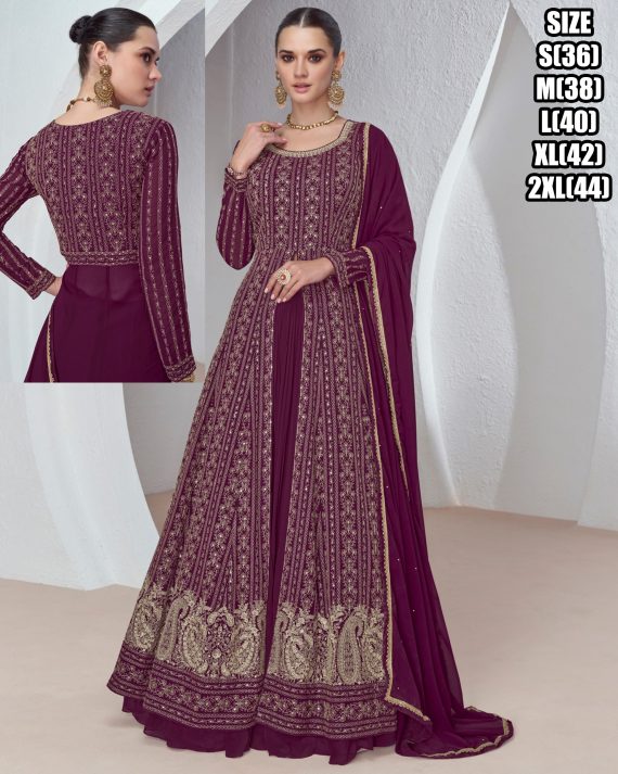 Women's Readymade Anarkali Silk And Georgette Western Type Top, Skirt With Dupatta