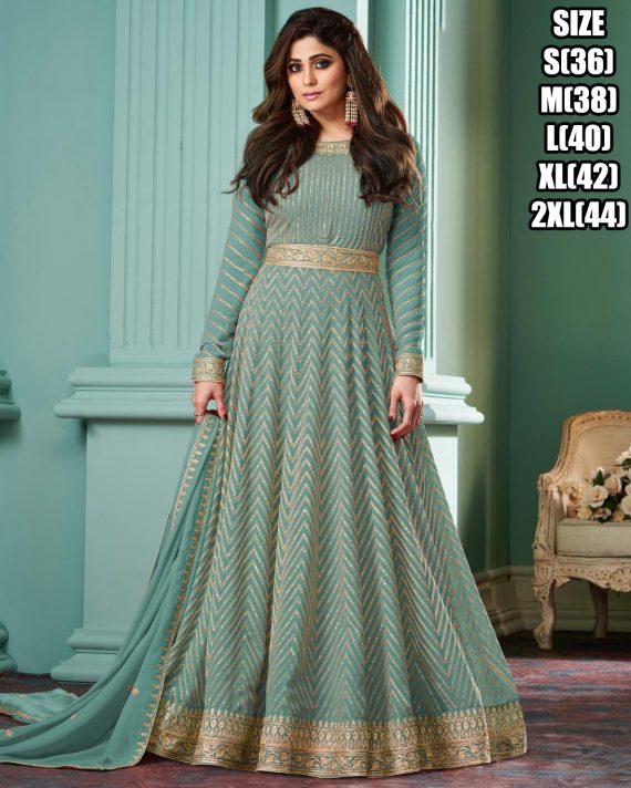 Buy The Latest And Designer Evening Dresses Georgette Gown With Dupatta Set