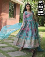 Presenting Our New Collection For Party Wear Russian Silk And Beautiful Neck Designs Gown With Dupatta