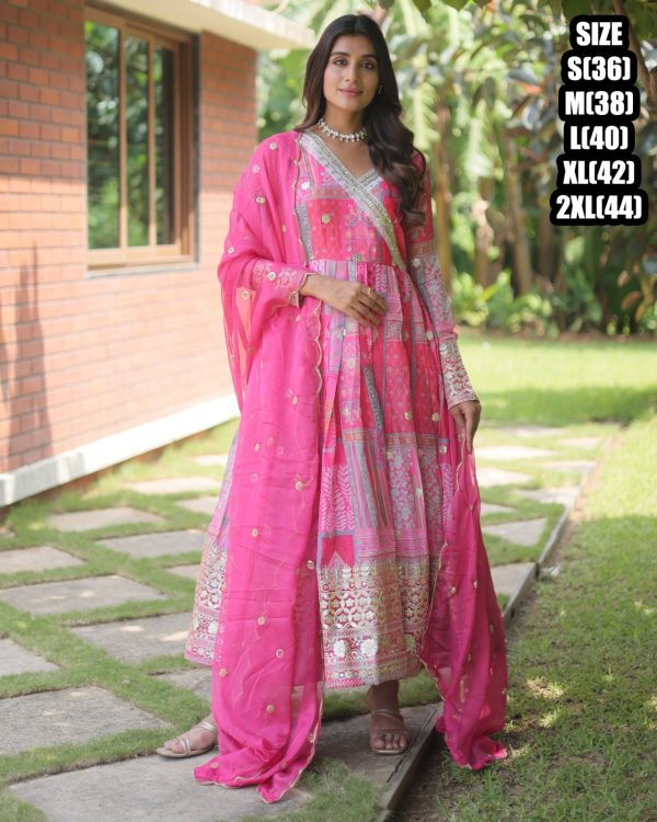 Presenting Our New Collection For Party Wear Russian Silk And Beautiful Neck Designs Gown With Dupatta