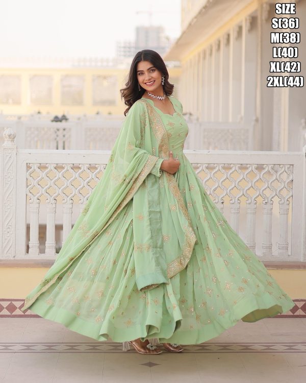 Rich Digital Printed Russian Silk Gown With Dupatta