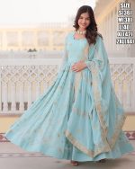 Rich Digital Printed Russian Silk Gown With Dupatta