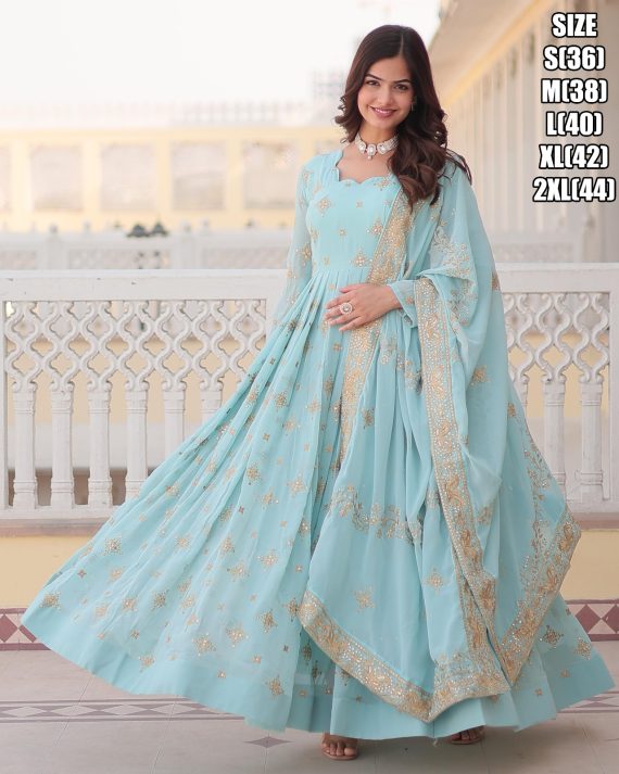 Rich Digital Printed Russian Silk Gown With Dupatta