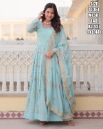 Rich Digital Printed Russian Silk Gown With Dupatta