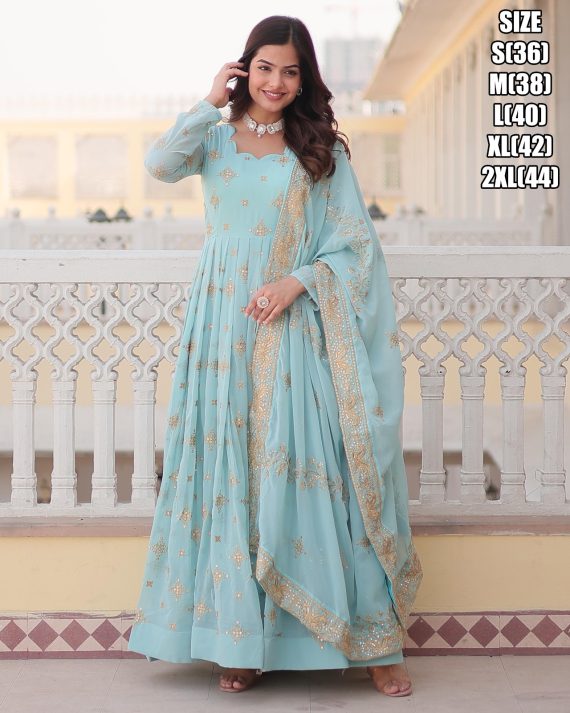 Rich Digital Printed Russian Silk Gown With Dupatta