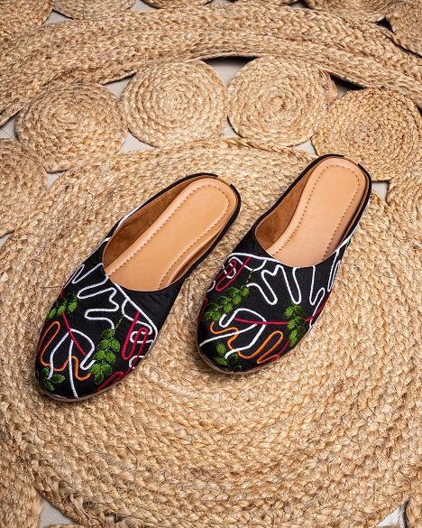 Presenting Women's Round-toe, Slip-on Loafers, Printed Open-toe Wedge Heels, Juttis