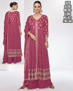Stitched Chinnon And Georgette Embroidered Readymade Three Piece Suit Set For Women