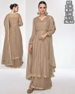 Stitched Chinnon And Georgette Embroidered Readymade Three Piece Suit Set For Women