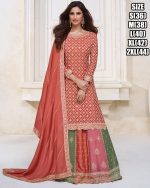 Premium Chinon Silk Embroidery Kurta, Skirt With Dupatta For Women Indian And Pakistani