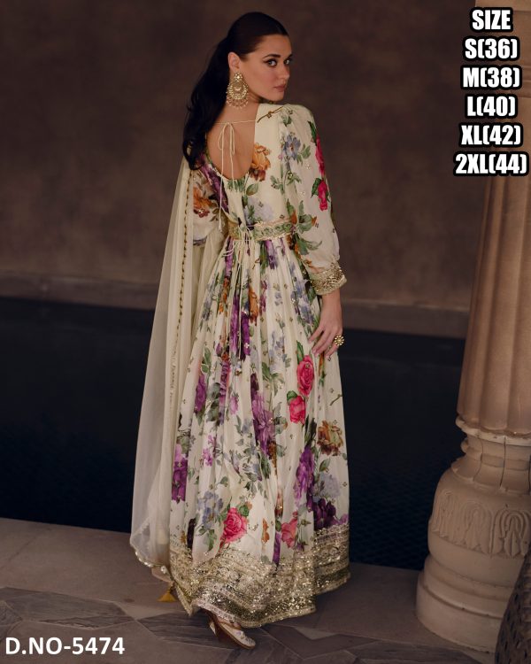 Women's Readymade Georgette Anarkali Gown And Net Dupatta Set For Function Wear